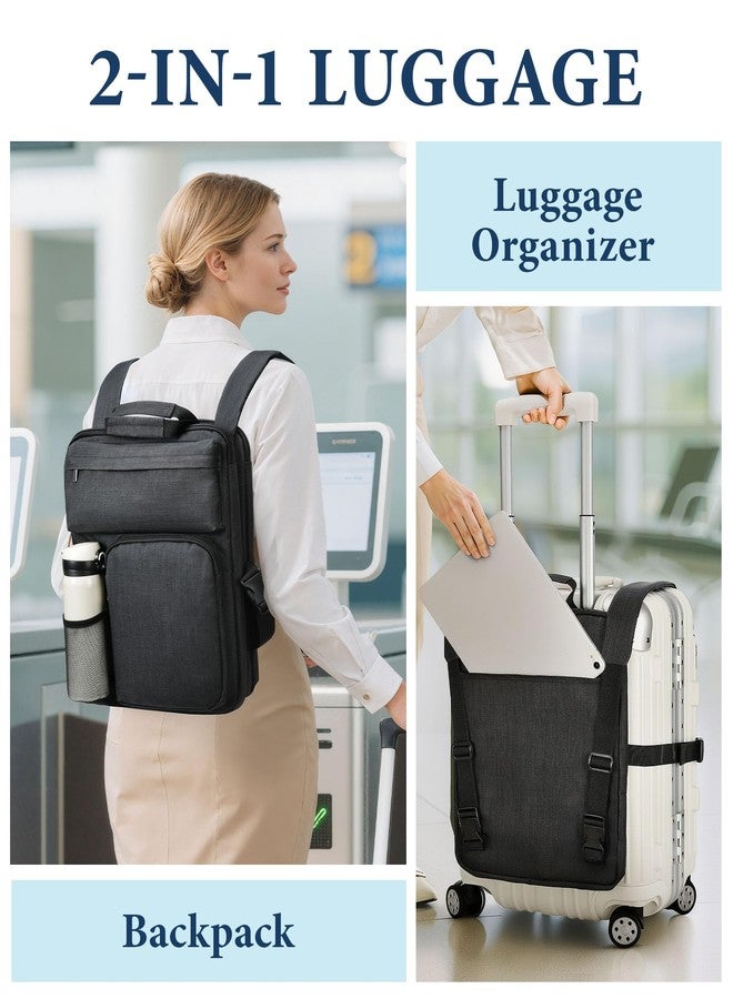 BS-VOG Over Luggage Organizer for Suitcase, Luggage Harness with Cup Holder, Portable Travel Backpack with Adjustable Straps, Hanging Suitcase Organizer for 16" Laptop, Passport - Image 4